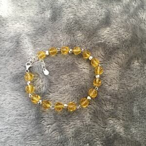 Sterling Silver Yellow Crystals Bracelet